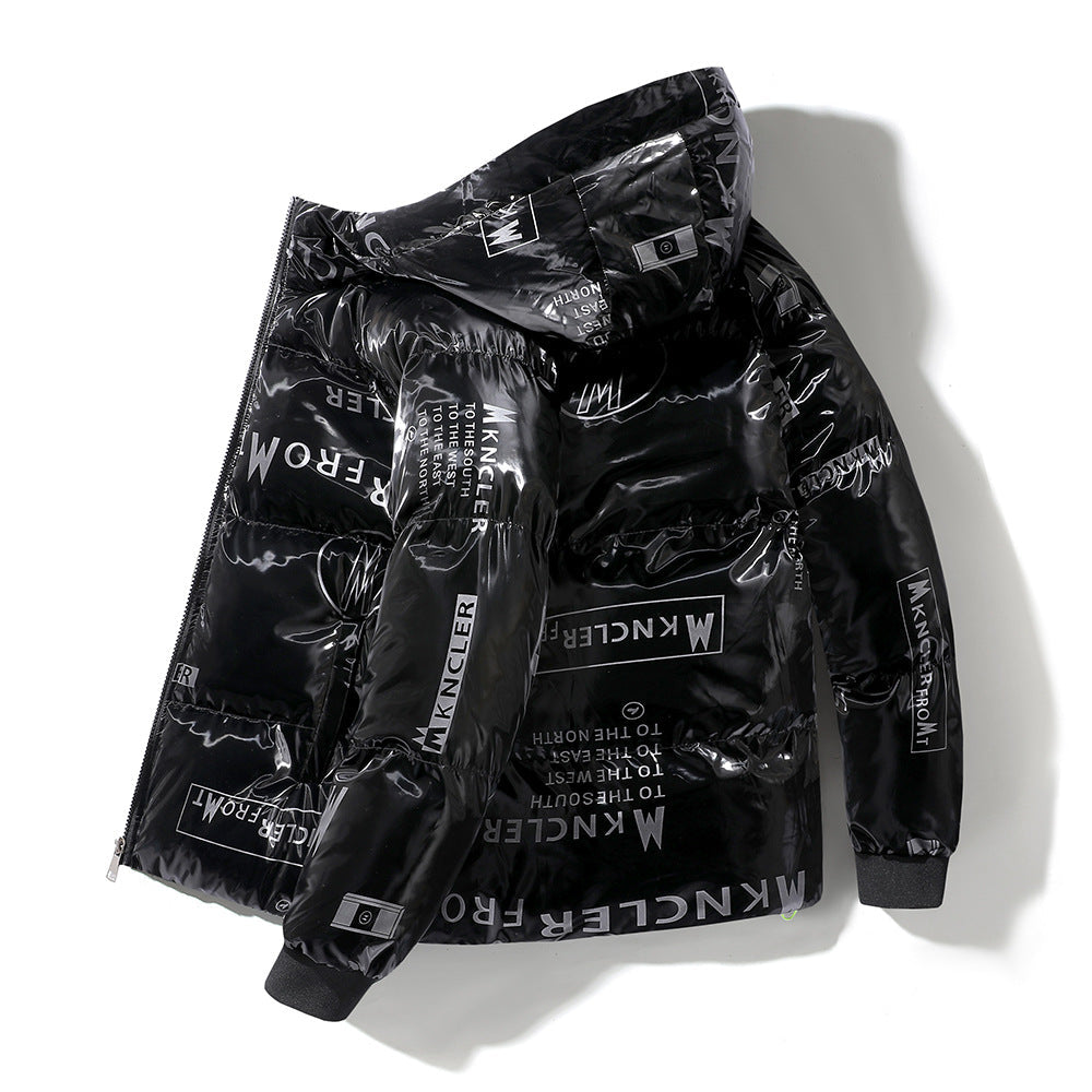 R&B | Gesteppt Herrenjacke mit Kapuze und Vinyleffekt