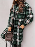 R&B | Warme Damen Karomuster Wolljacke mit Knöpfen