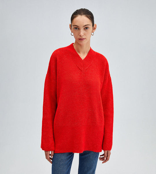 R&B | Roter Kapuzen Freizeitpullover