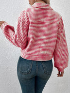 R&B | Kurze Jacke mit Hahnentritt-muster Knopfverschluss Schick und Klassischer Stil