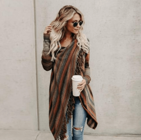 R&B | Herbst und Winter Mittellange Strickjacke