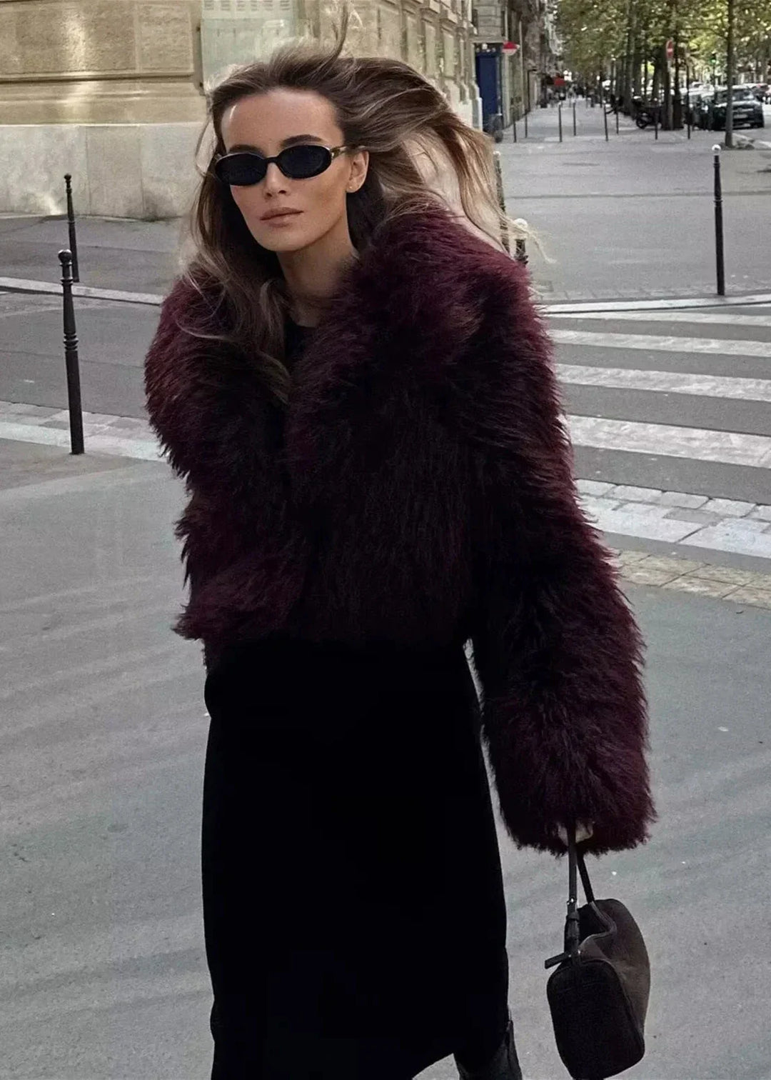R&B | Kunstpelz Winterjacke in Burgunder