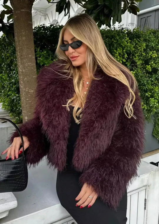 R&B | Kunstpelz Winterjacke in Burgunder