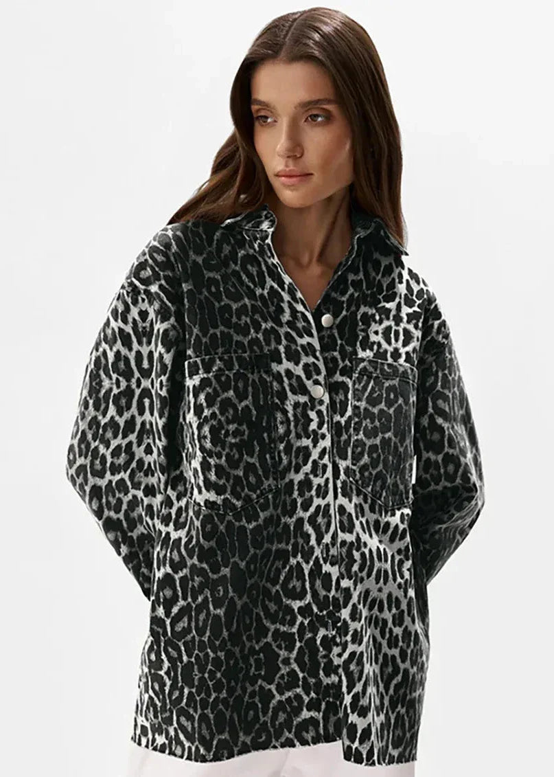 R&B | Print Baumwoll Oversized Jacke