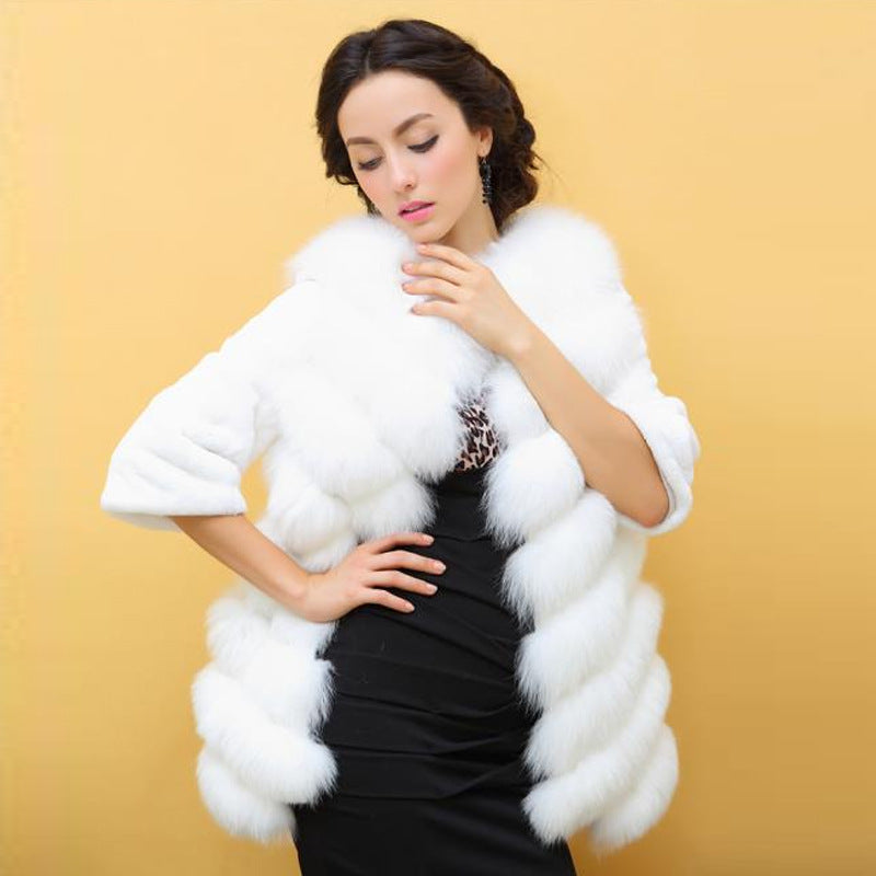 Damen Eleganter Kunstpelz-Überwurf mit voluminösen Ärmeln R&B