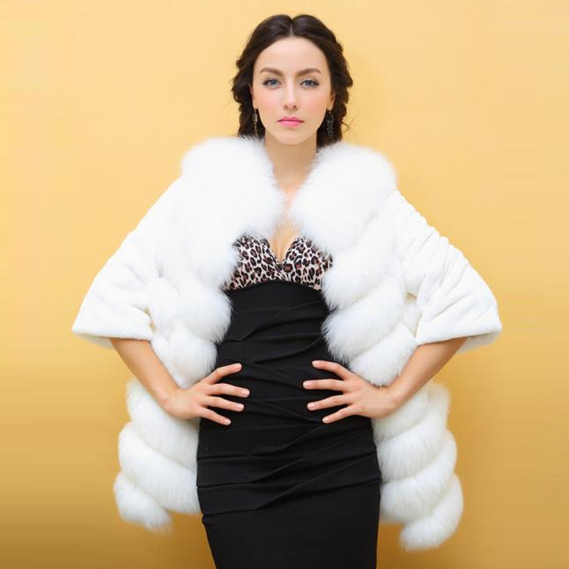 Damen Eleganter Kunstpelz-Überwurf mit voluminösen Ärmeln R&B