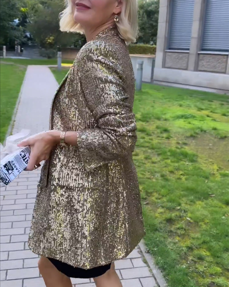 Goldene Glitzerjacke mit Glitzer