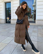R&B | Lange Pufferjacke mit Gürtel