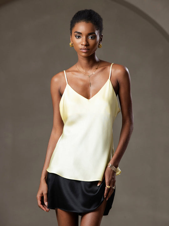 R&B | V-Ausschnitt Reine Seide Spaghettiträger Camisole Top