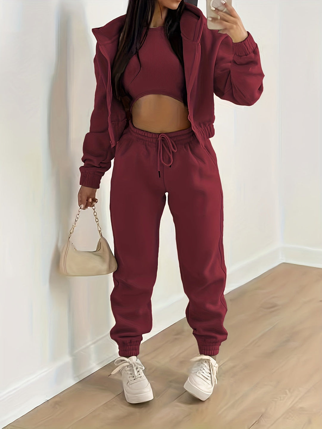 R&B | Kapuzenjacke & Tanktop & Jogginghose Drei Teilige Satz Outfits