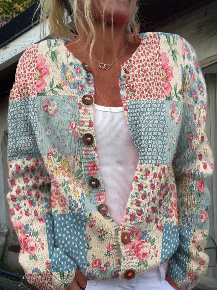 R&B | Strickjacke mit Blumenmuster