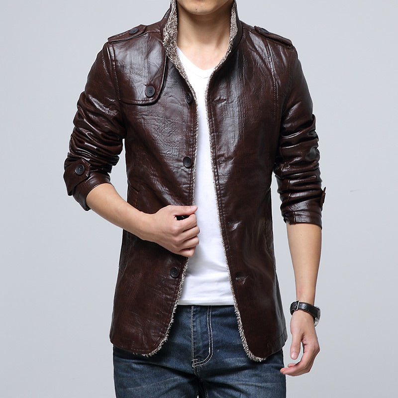 Herren modische Kunstlederjacke mit weichem Innenfutter R&B