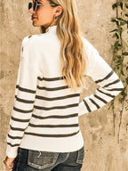 R&B | Gestreifter Rollkragenpullover