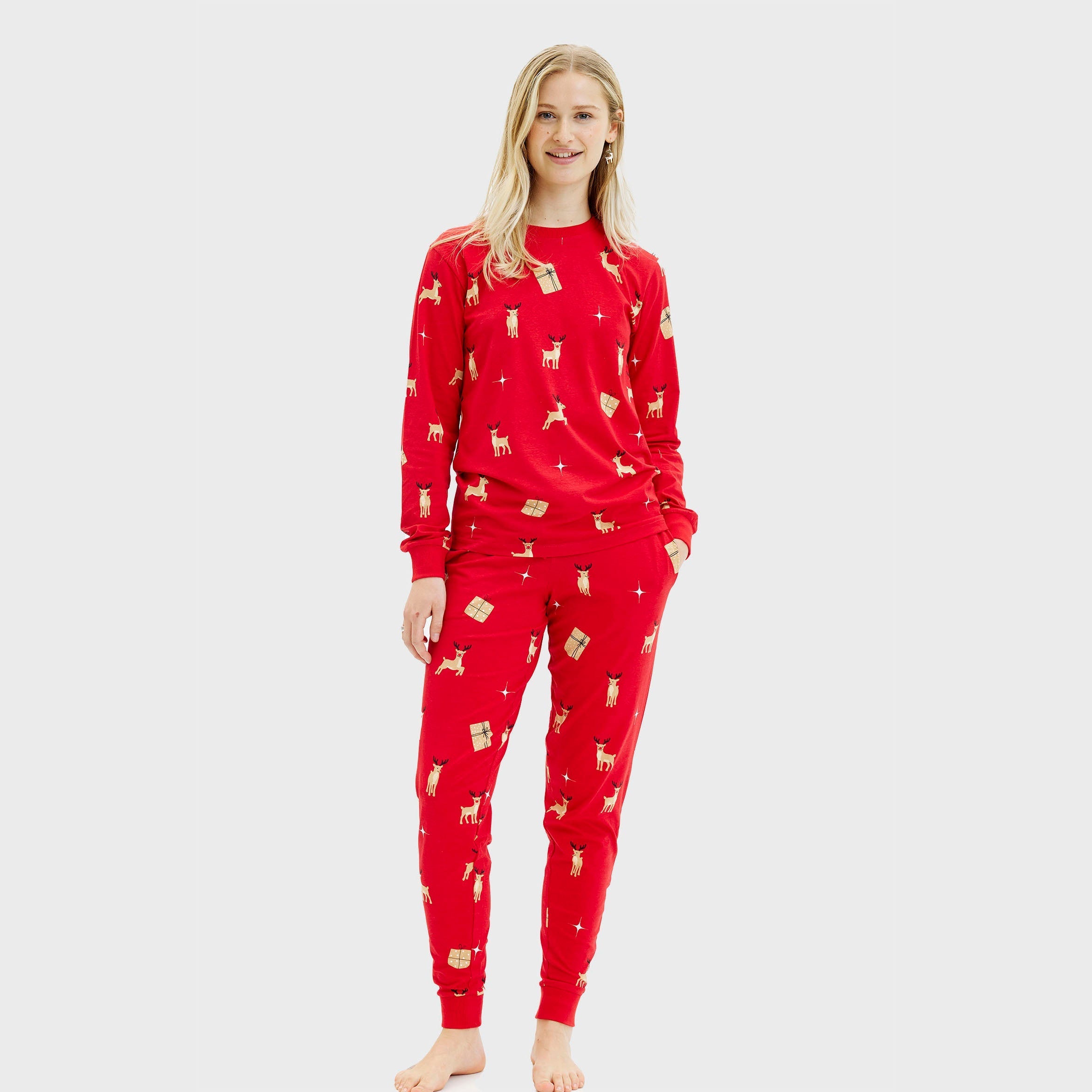 R&B | Elegante rote Weihnachts-Pyjamas Damen