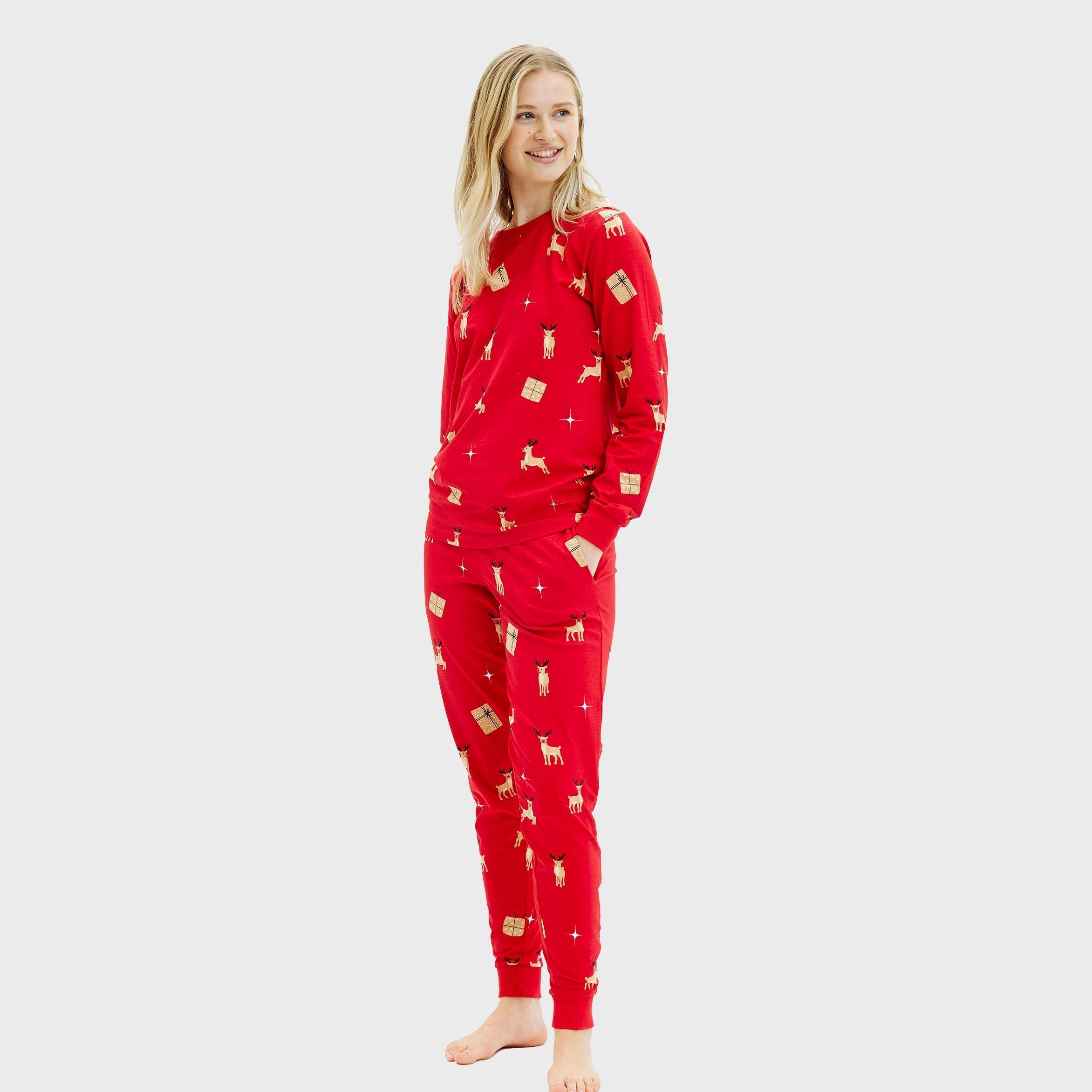 R&B | Elegante rote Weihnachts-Pyjamas Damen