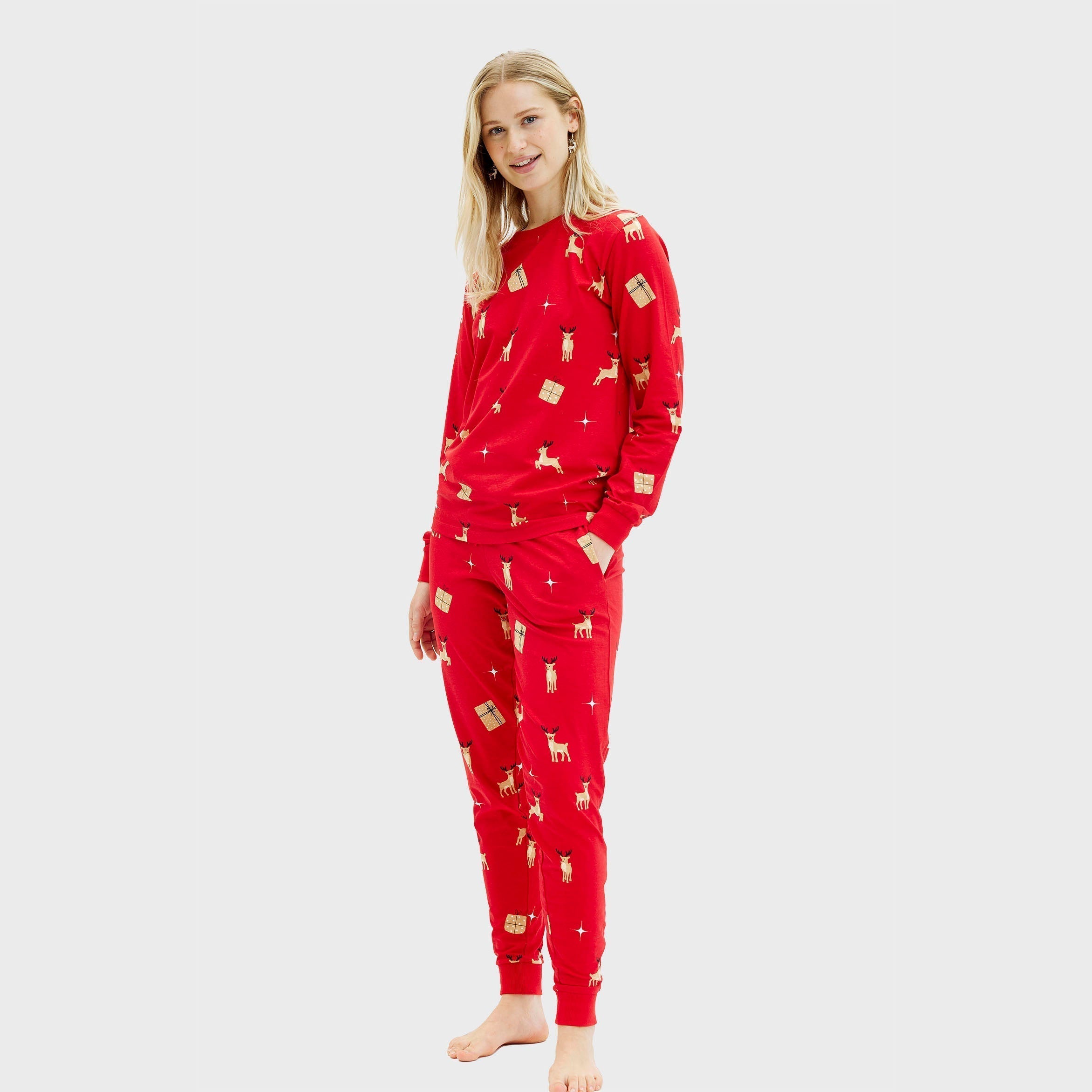 R&B | Elegante rote Weihnachts-Pyjamas Damen