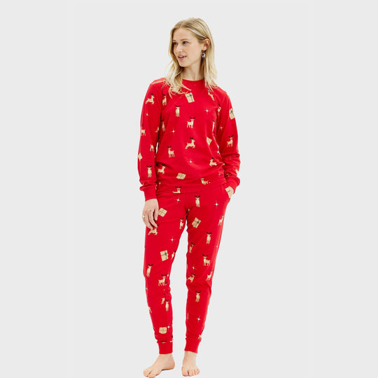 R&B | Elegante rote Weihnachts-Pyjamas Damen