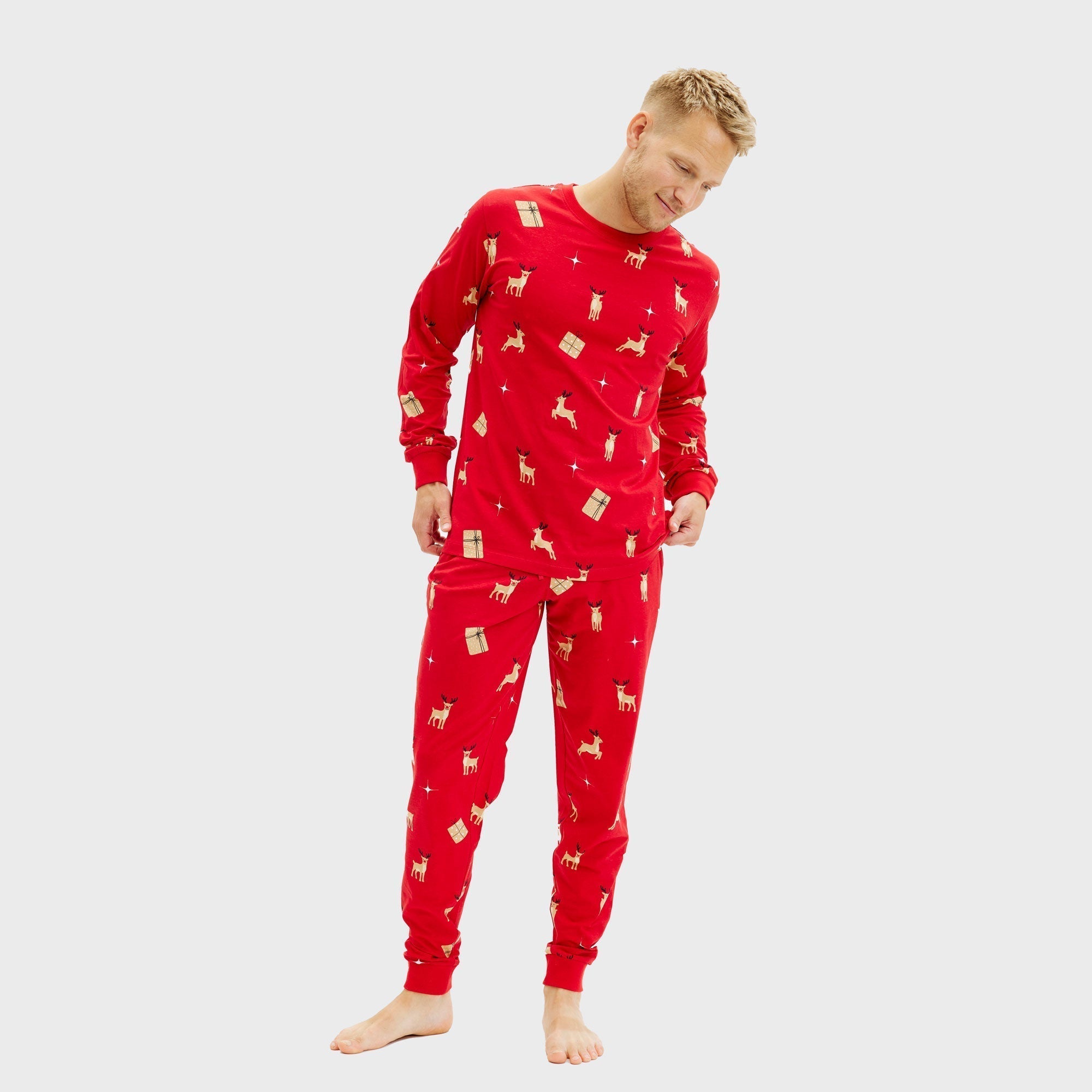 R&B | Elegante rote Weihnachts-Pyjamas Herren