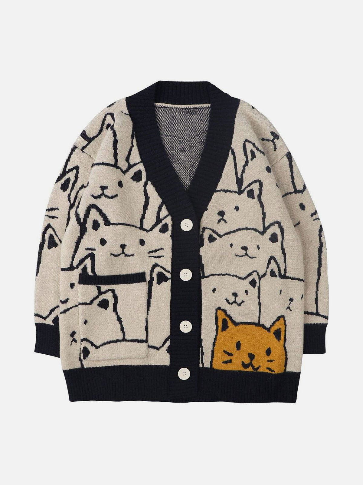 R&B | Strickjacke mit Katzenmuster