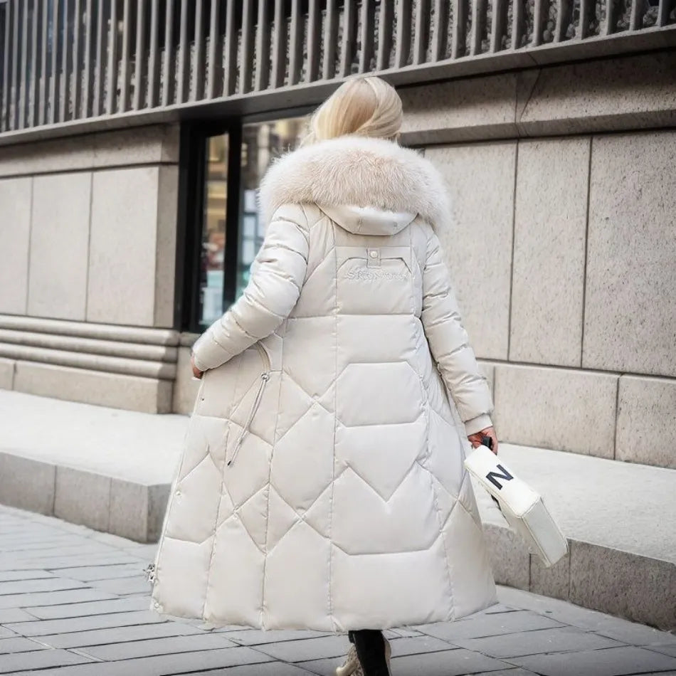 R&B | Lange gepolsterte Jacke mit Kapuze