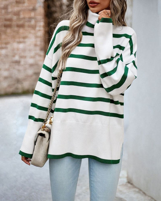 R&B | Gestreifter Rollkragenpullover