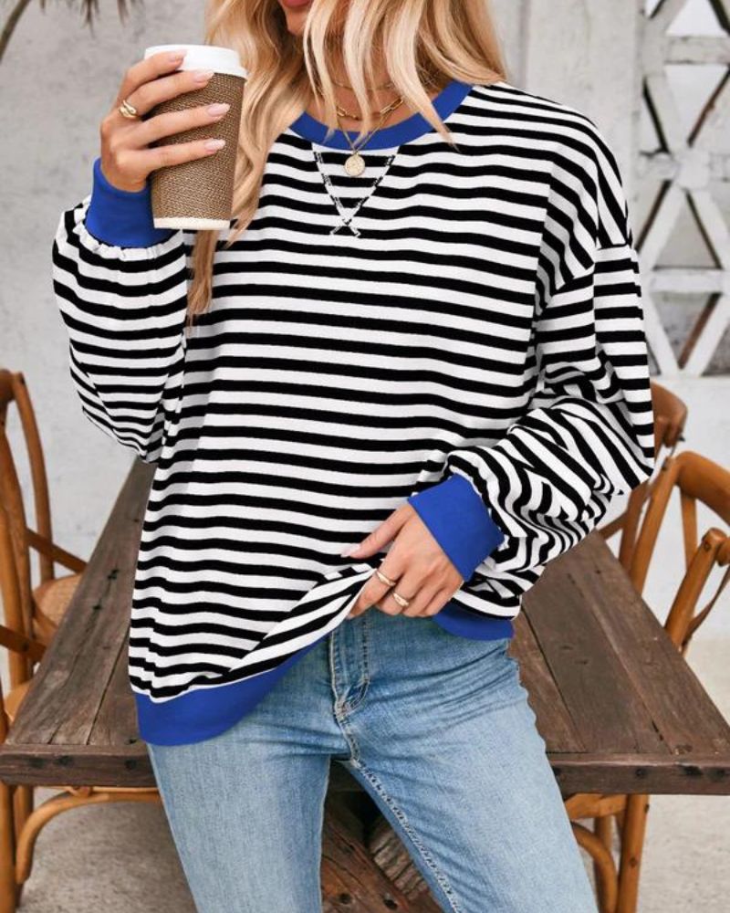 R&B | Übergrößen Streifen Langarm Sweatshirt
