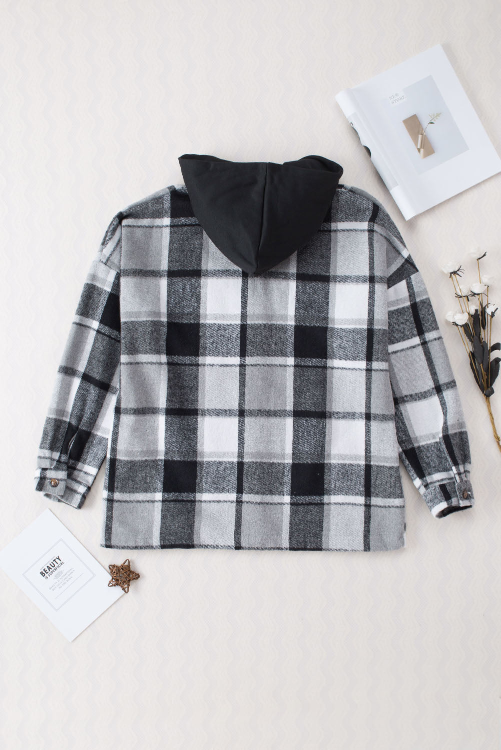 R&B | Gitter Oversized Jacke mit Kapuze Lässiger Komfort Warm und Trendy