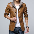 Herren modische Kunstlederjacke mit weichem Innenfutter R&B
