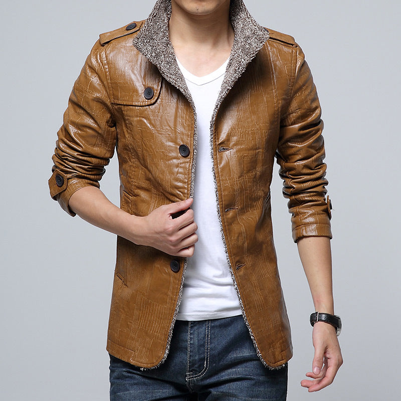 Herren modische Kunstlederjacke mit weichem Innenfutter R&B
