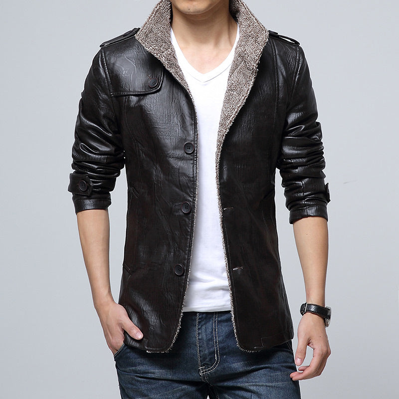 Herren modische Kunstlederjacke mit weichem Innenfutter R&B
