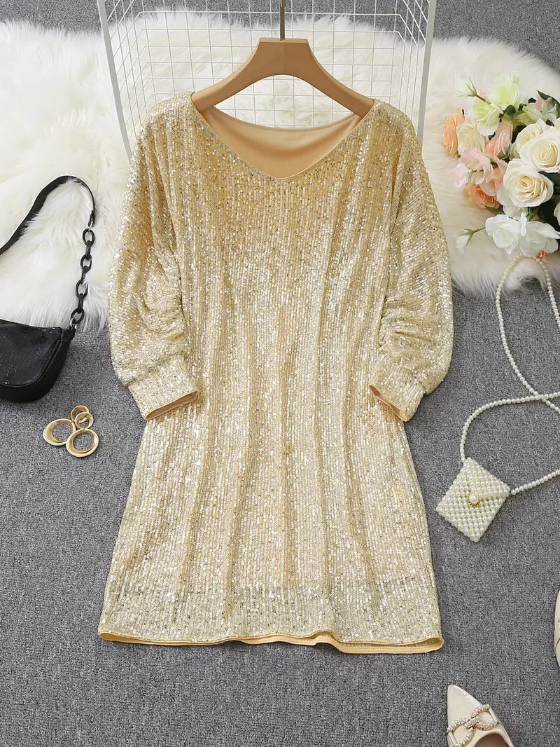Party Paillettenkleid mit Kontrast