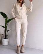 R&B | Lässiges Jacquard-Cardigan-Set mit Twist-Design