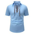 R&B | Leinen Revers Tether V-Ausschnitt Kurzarm-Shirt
