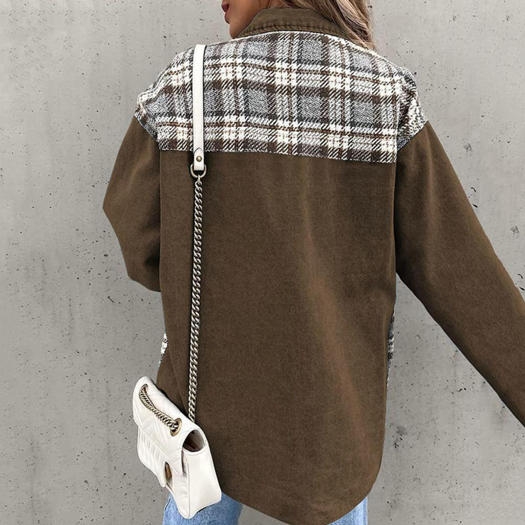 R&B | Elegante Damenjacke mit Karomuster und Klassischem Kragen