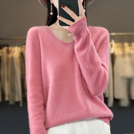 R&B | Lockerer Damenpullover mit V-Ausschnitt für Herbst und Winter