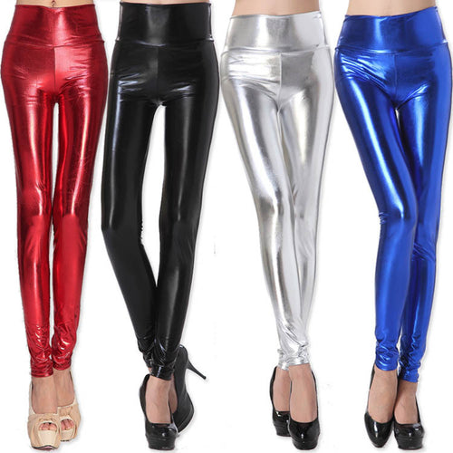 Damen Glänzende Leggings im schimmernden Look mit hoher Taille und figurformendem Effekt R&B