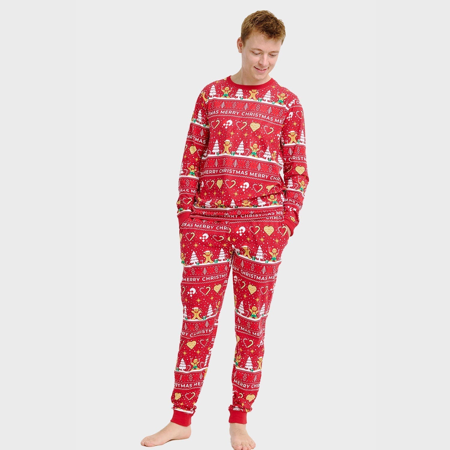 R&B | Weihnachtsplätzchen Weihnachts-Pyjama rot Herren