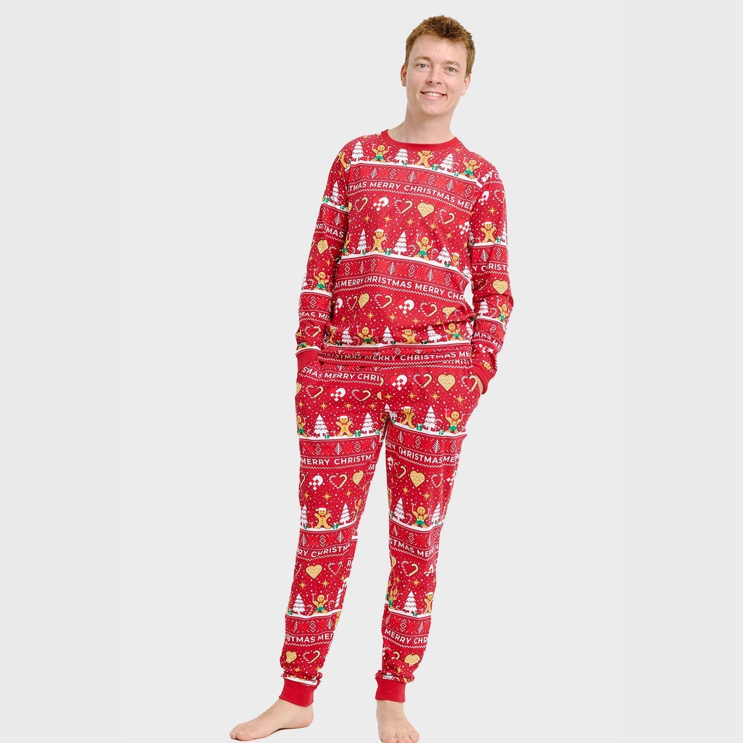 R&B | Weihnachtsplätzchen Weihnachts-Pyjama rot Herren