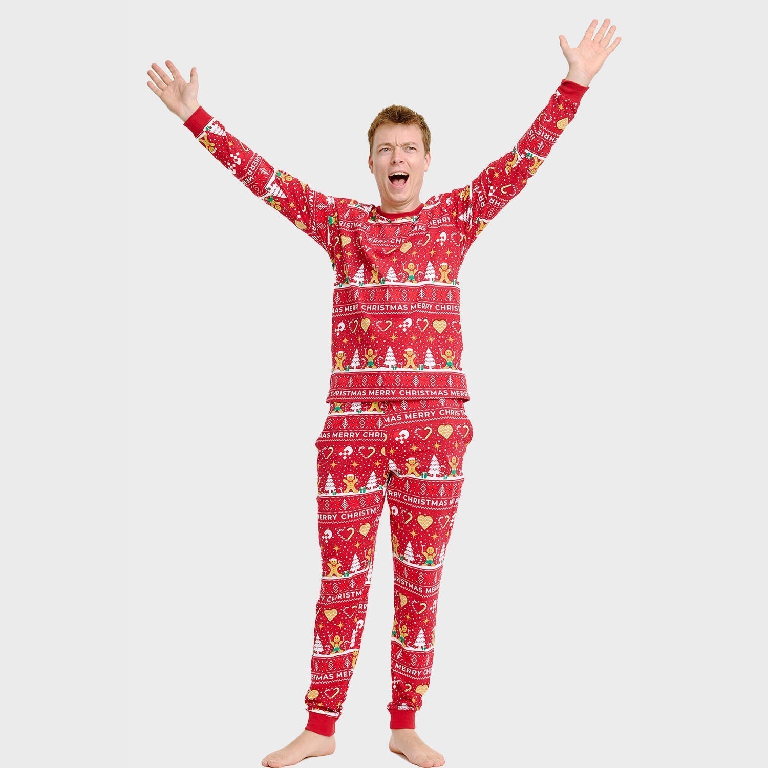 R&B | Weihnachtsplätzchen Weihnachts-Pyjama rot Herren