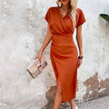 R&B | Midi-Kleid mit V-Ausschnitt und Schlitz