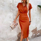 R&B | Midi-Kleid mit V-Ausschnitt und Schlitz