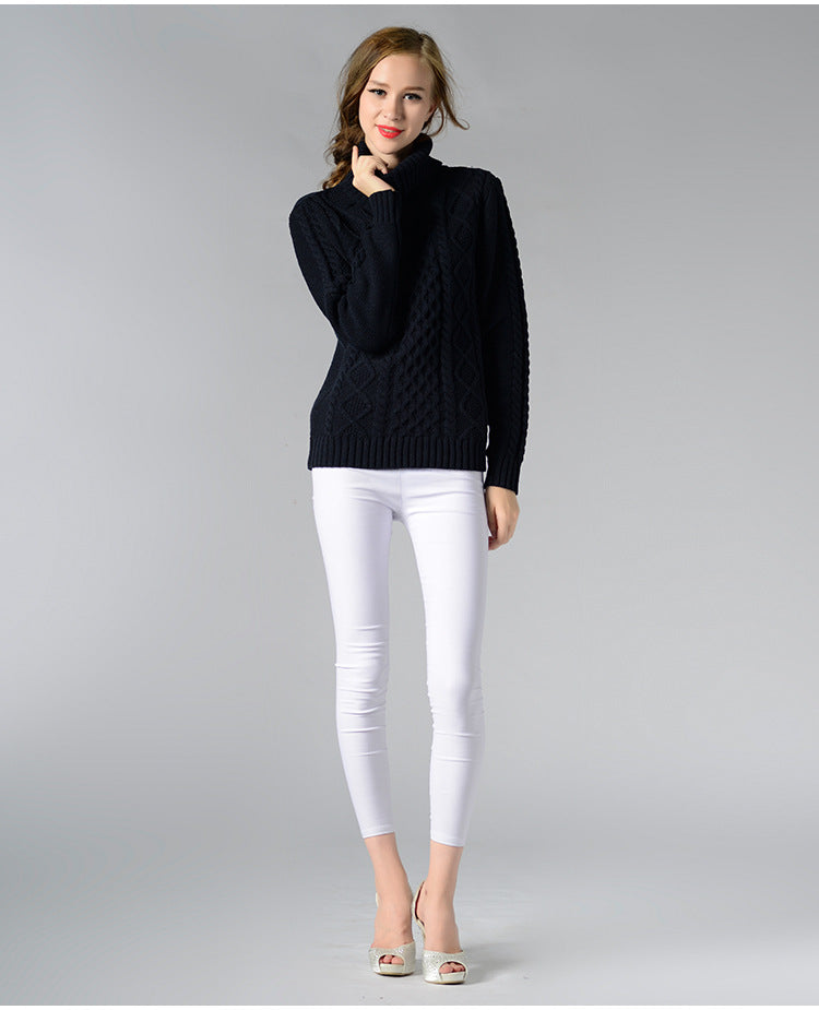 R&B | Damen Rollkragenpullover mit langen Ärmeln und Kabelstrick