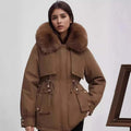 R&B | Damen Winter Kunstpelzkragen Mantel