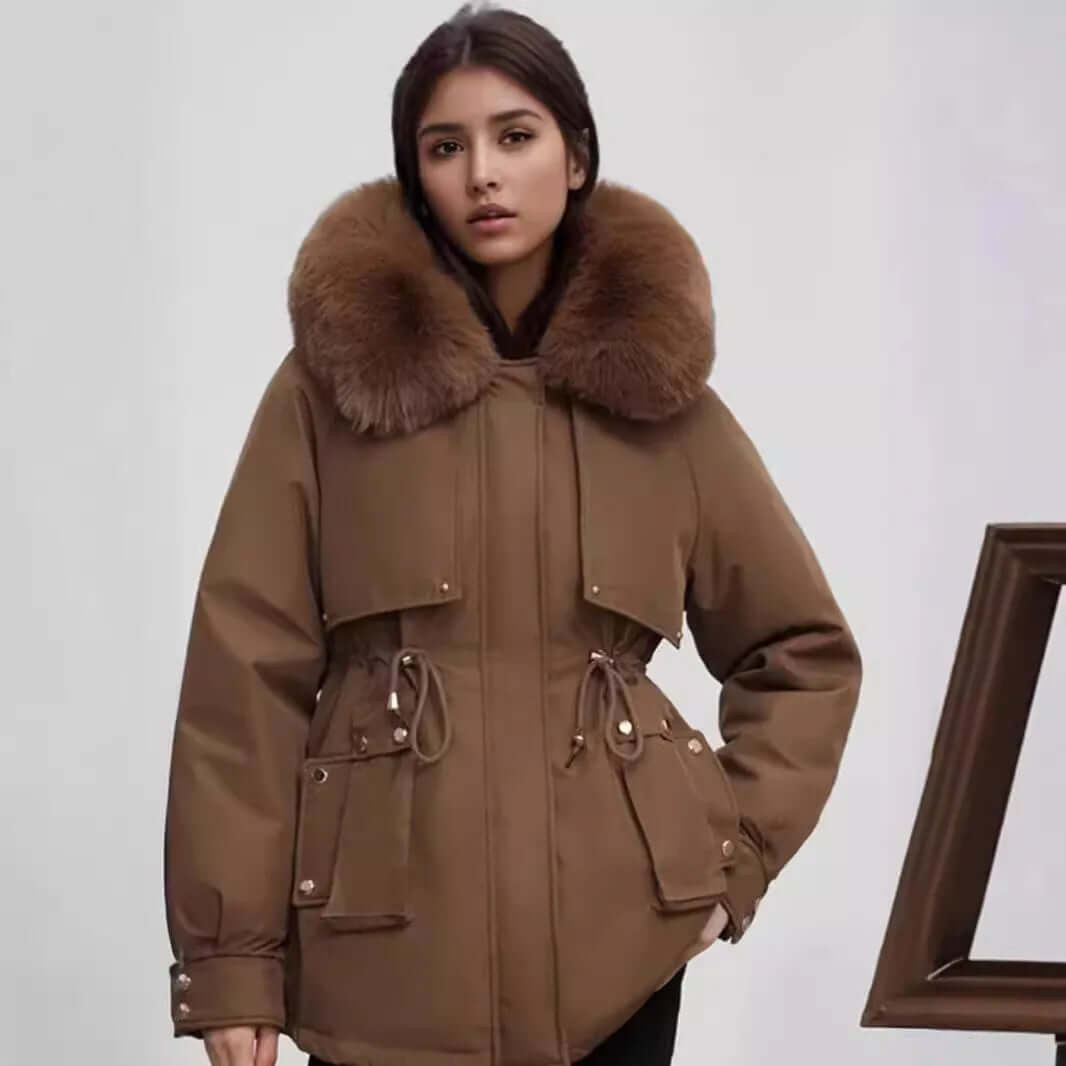 R&B | Damen Winter Kunstpelzkragen Mantel