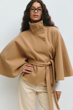 R&B | Hoher Kragen Gürtelmantel Elegante Minimalistische Oberbekleidung