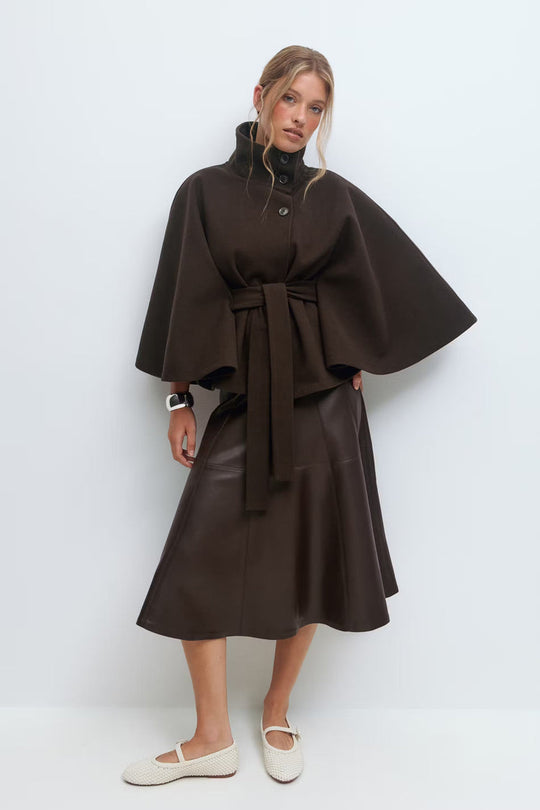 R&B | Hoher Kragen Gürtelmantel Elegante Minimalistische Oberbekleidung