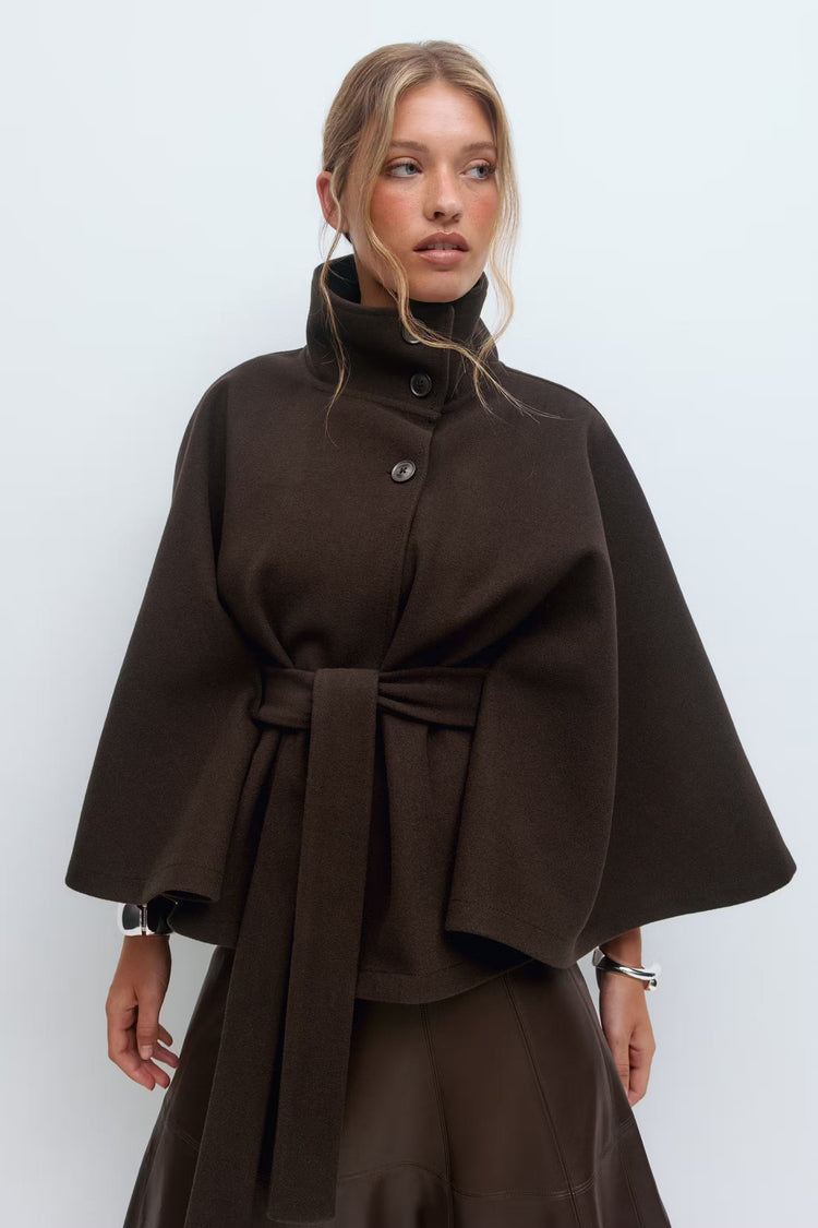R&B | Hoher Kragen Gürtelmantel Elegante Minimalistische Oberbekleidung