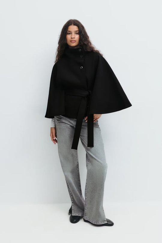 R&B | Hoher Kragen Gürtelmantel Elegante Minimalistische Oberbekleidung