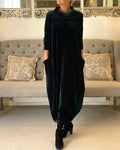 Bequemes Samtkleid mit Taschen