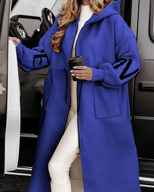 R&B | Lässige Kapuzenjacke mit Strickärmeln